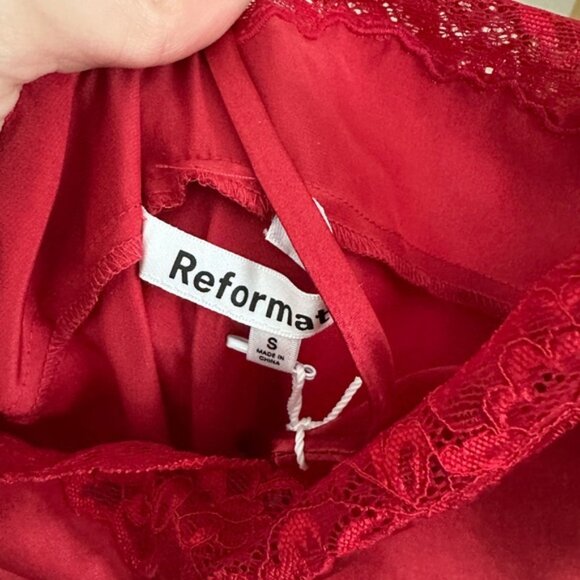 Reformation Silk Aara Lace Halter Maxi Slip Dress Sundried Tomato Small NWT - Picture 4 of 11